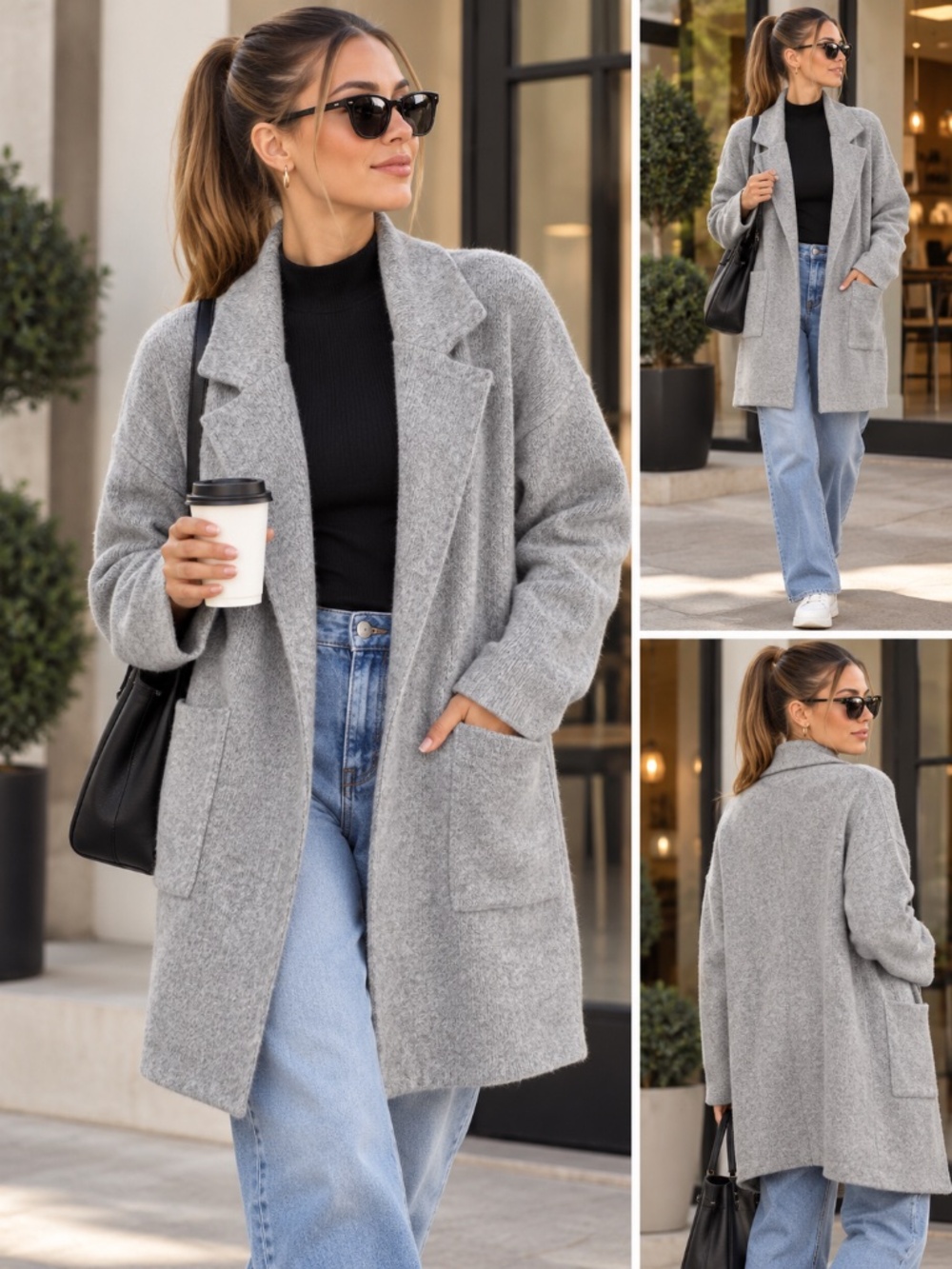 Brandy Melville Kennedy Cardigan Gray Wool Blend Oversized Made in Italy